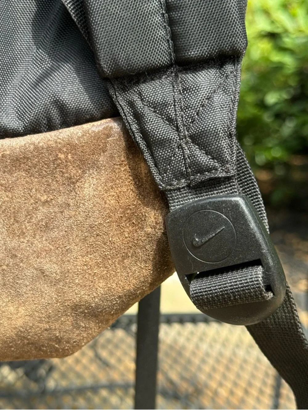 Nike Backpack Black Brown Leather Bottom Vintage Y2K School Bag